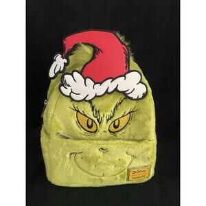 Loungefly The Grinch Who Stole Christmas Plush Backpack Removable Hat rare